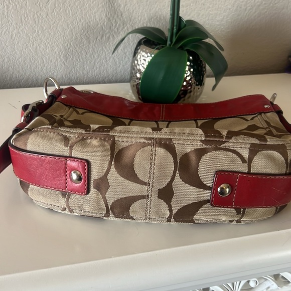 Coach Vintage Brown and Red Leather Zoe Hobo Bag EUC - Picture 13 of 13